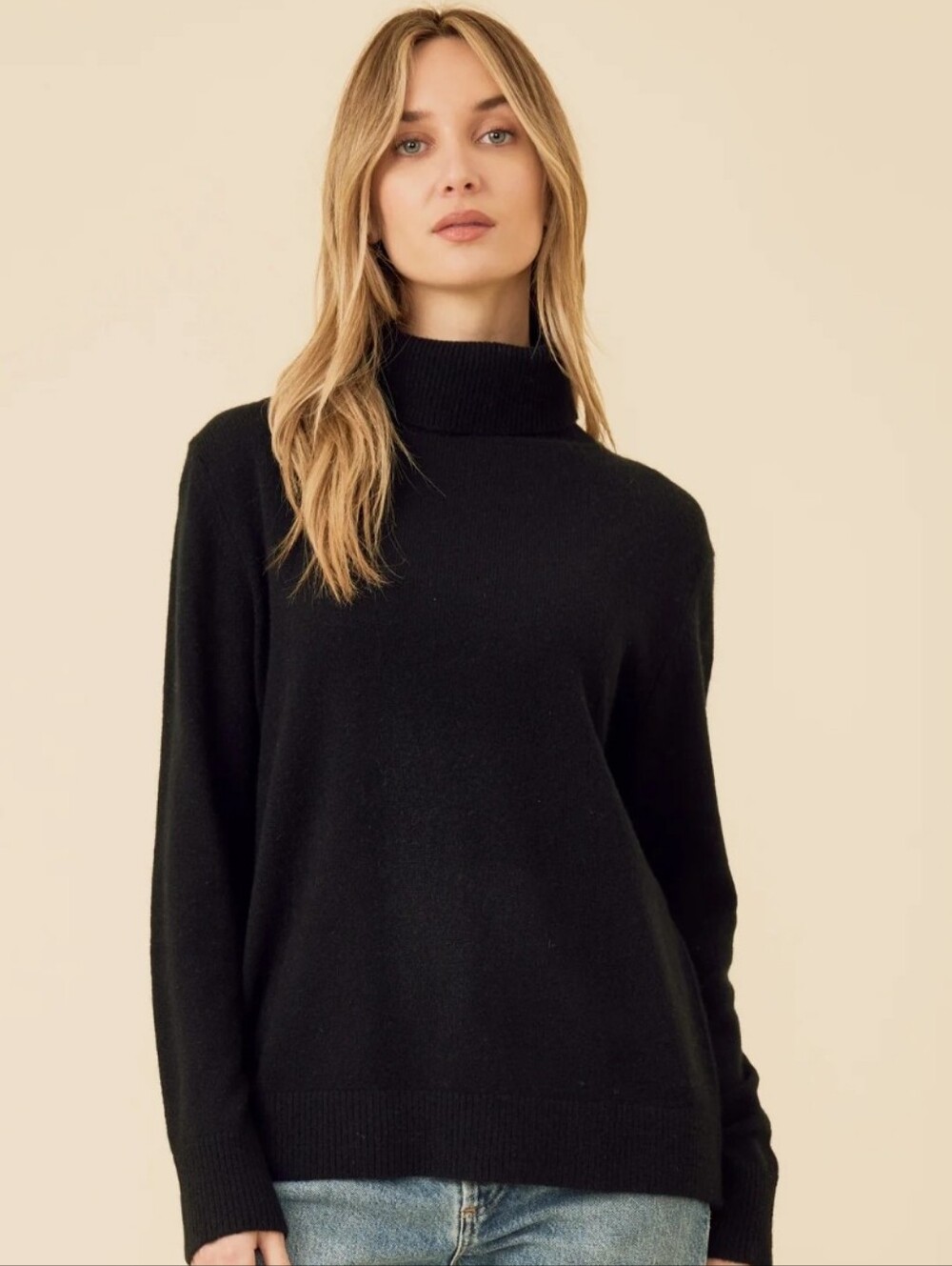 OGD Revolve Black Turtleneck Women's Sweater 100% Cashmere Sm